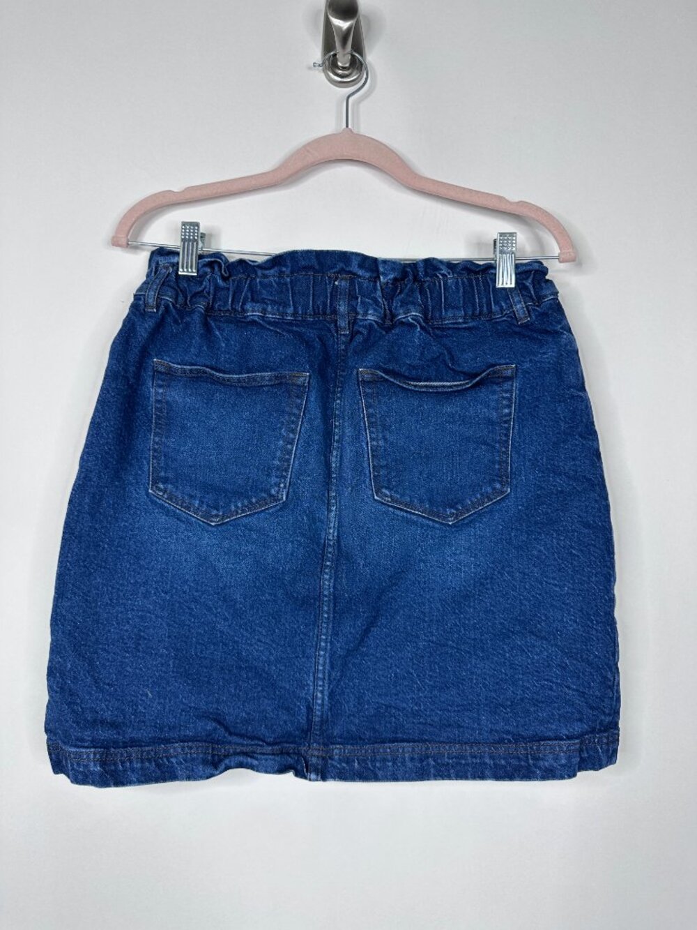 2/$30 LOFT Paperbag Waist Denim A-Line Skirt Whiskered Medium Dark Medium #A2042 - Picture 4 of 7